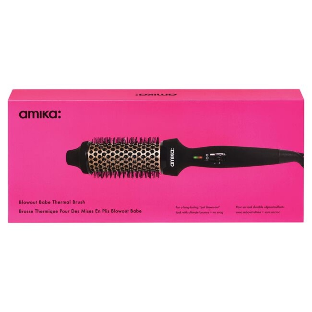 Amika Blowout Babe Thermal Brush - Vibrant Pink and Sleek Black